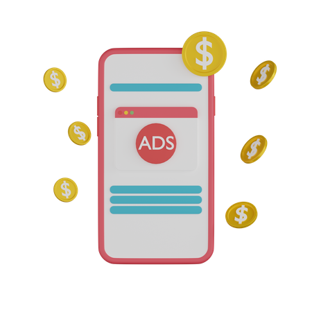 Gewinn durch mobile Anzeigen  3D Icon