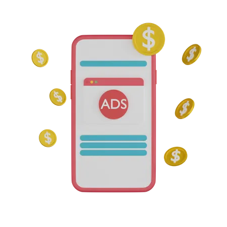 Gewinn durch mobile Anzeigen  3D Icon