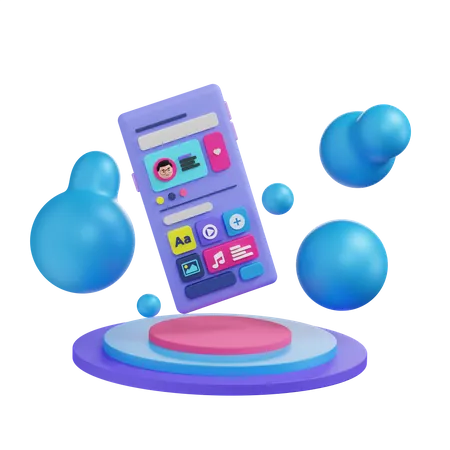 Mobile App 3 D Illustration In Transparent Background 3D Icon