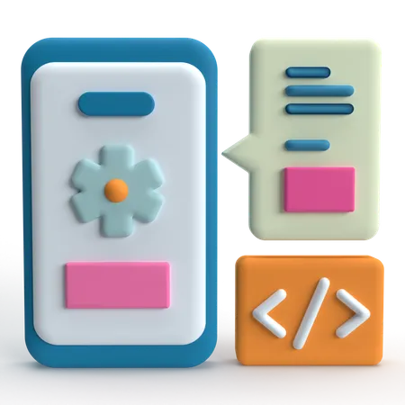 Mobile App Coding  3D Icon