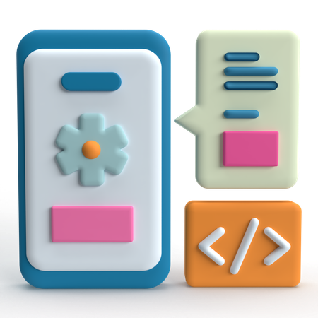 Mobile App Coding  3D Icon
