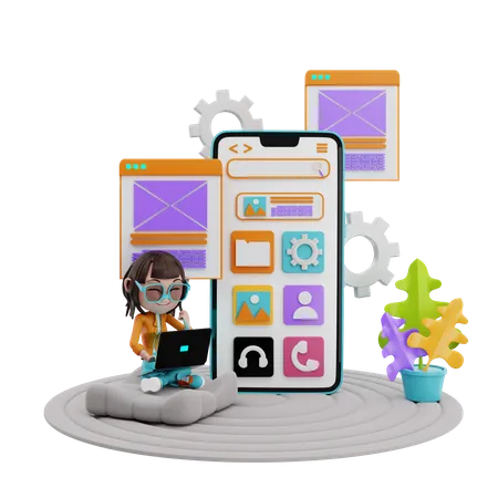 Mobile App Developer  3D Illustration