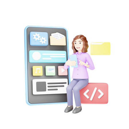 Mobile App Development  3D Illustration