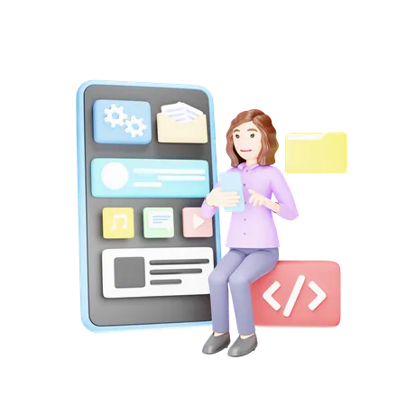 Mobile App Development  3D Illustration