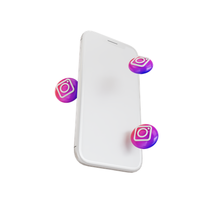 Mobile app with Instagram social media bubble shape buttons  3D Icon