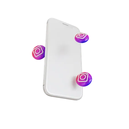 Mobile App With Instagram Social Media Bubble Shape Buttons 3 D 3D Icon