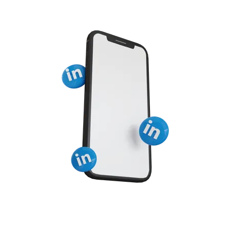 Mobile App With Linkedin Social Media Bubble Shape Buttons 3 D 3D Icon