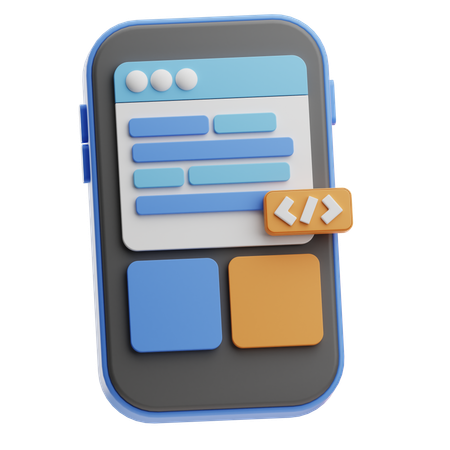 Mobile Application Coding  3D Icon