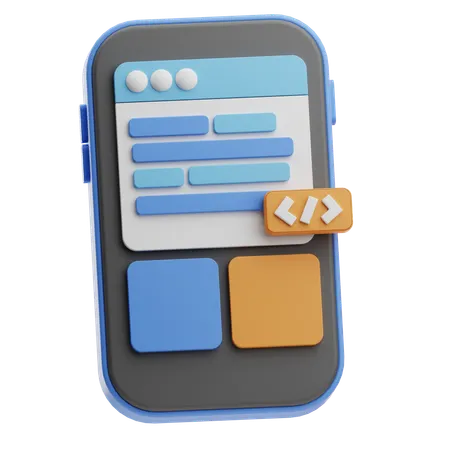 Mobile Application Coding  3D Icon