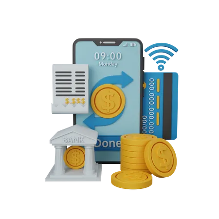 3 D Rendering Mobile Banking Isolated Useful For Business Currency Economy And Finance Design 3D Icon