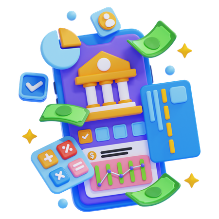 Mobile Banking And Finance  3D Icon