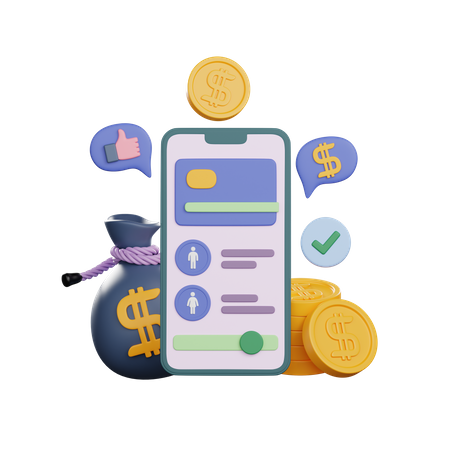 Mobile Banking App  3D Icon