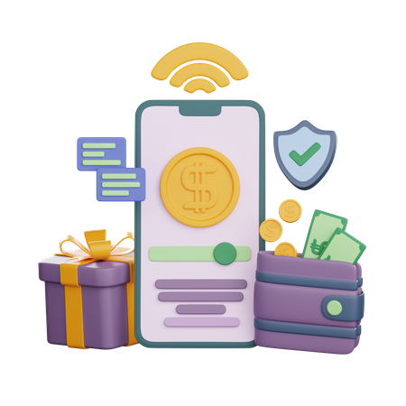 Mobile Banking App  3D Icon