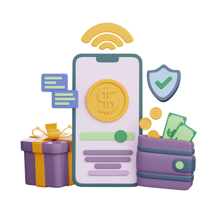 Mobile Banking App  3D Illustration