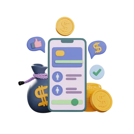 Mobile Banking App  3D Illustration
