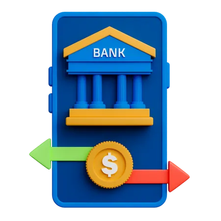 Mobile Banking Application On Smartphone 3D Icon