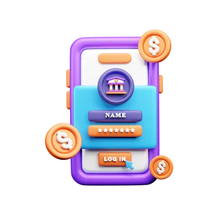 모바일뱅킹 로그인  3D Icon