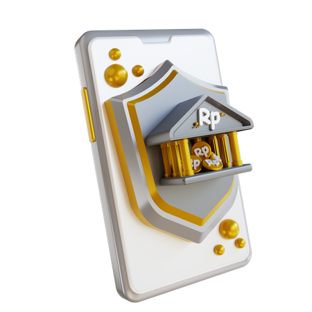 Mobile Banking Security  3D Icon