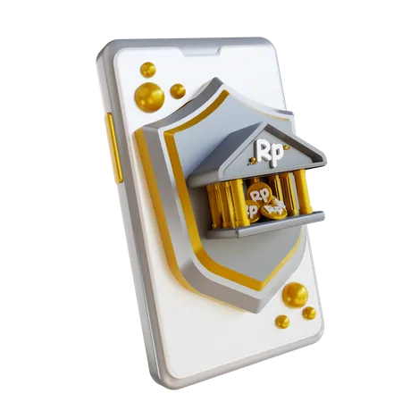 Sicherheit beim Mobile Banking  3D Illustration