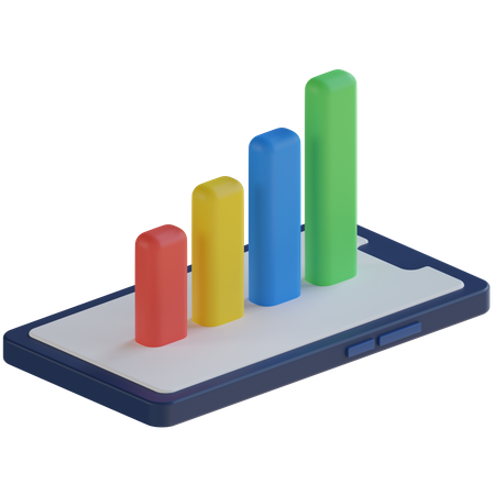 Mobile Bar Chart 3D Icon