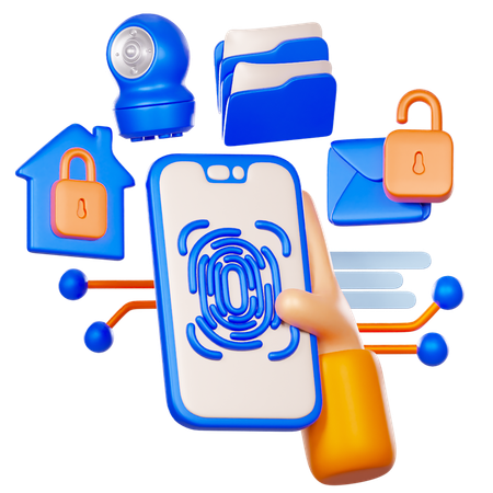 Mobile Biometric  3D Icon