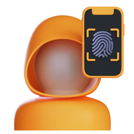 Mobile Biometric With Hacker  3D Icon