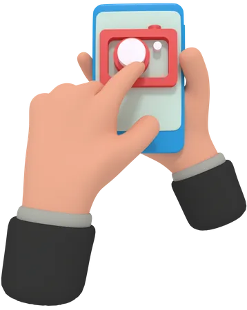 3 D Illustration Of Holding Phone With Camera App 3D Illustration