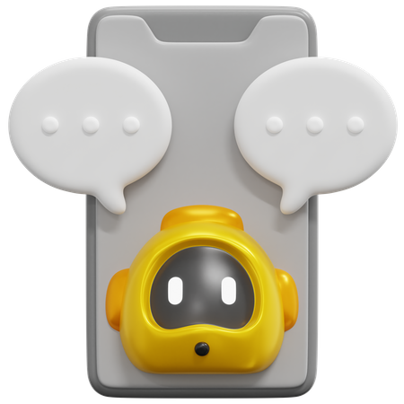 Mobile Chat Bot  3D Icon