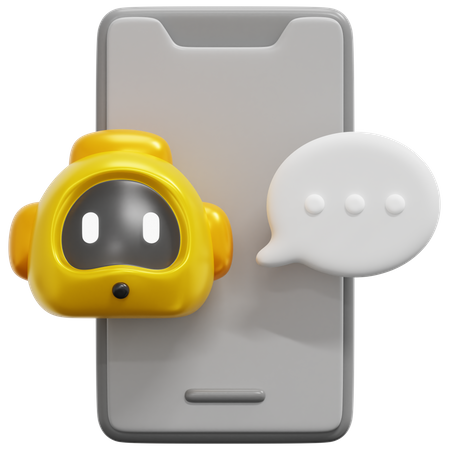 Mobile Chat Bot  3D Icon