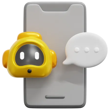 Mobile Chat Bot  3D Icon