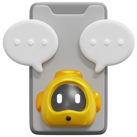 Mobile Chat Bot  3D Icon