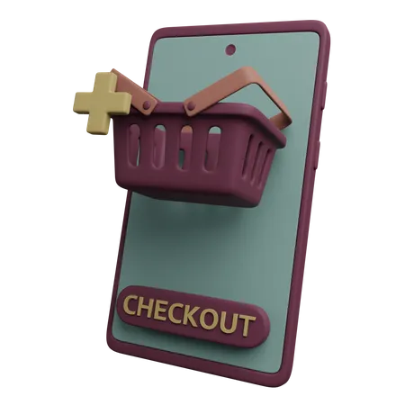 3 D Mobile Check Out Illustration 3D Icon