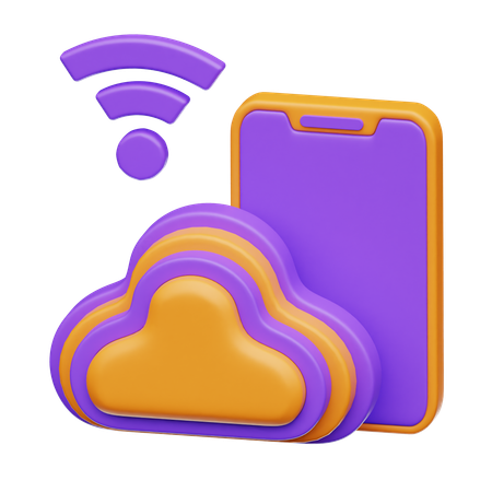 Mobile cloud computing  3D Icon