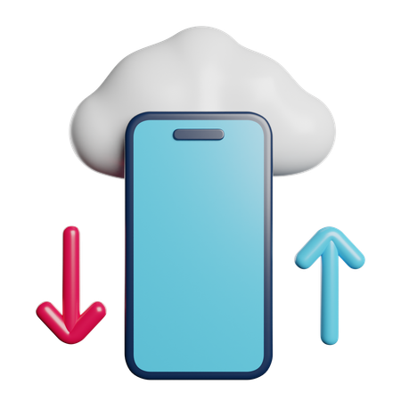 Mobile Cloud Data  3D Icon
