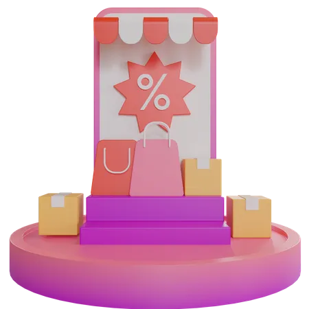 Mobile Discount  3D Illustration