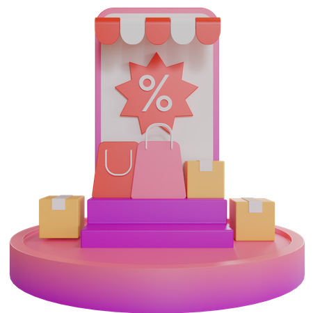 Mobile Discount  3D Illustration