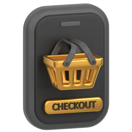 3 D Icon Of Online Shopping With Mobile Phone 3D Icon
