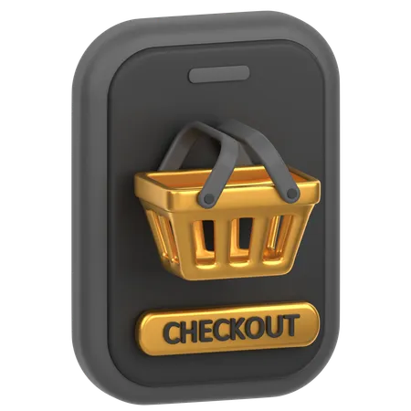 Mobile Discount Basket  3D Icon