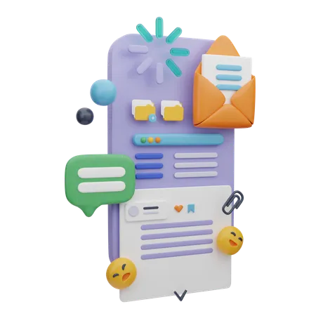 Mobile E Mail App  3D Illustration