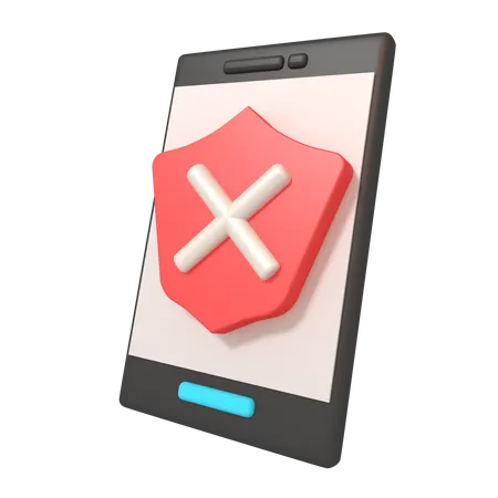3 D Illustration Of Shield On Smartphone Error 3D Icon