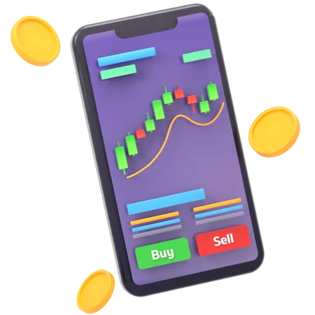 Smartphone With Trading Chart And Coins Illustration In 3 D Design 3D Icon