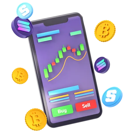 Smartphone With Trading Chart And Coins Illustration In 3 D Design 3D Icon