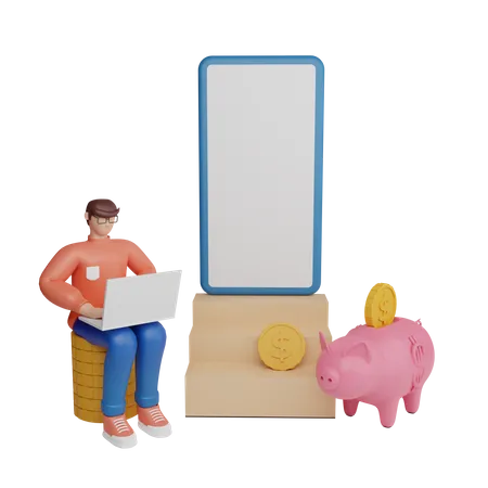 Mobile finance app  3D Illustration