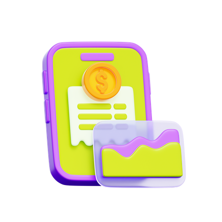 Mobile Financial Report  3D Icon