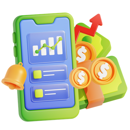 Mobile Financial Report  3D Icon