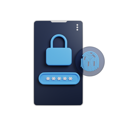 Mobile Fingerprint Lock  3D Illustration