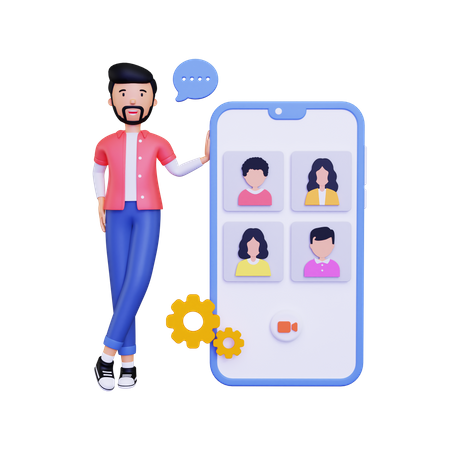 Mobile Group Video Call  3D Illustration