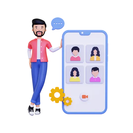 Mobile Group Video Call  3D Illustration
