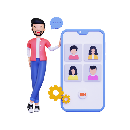 Mobile group video online  3D Icon