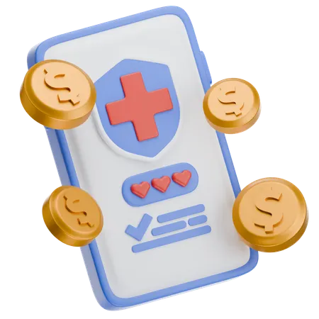 Mobile Health Insurance App  3D Icon